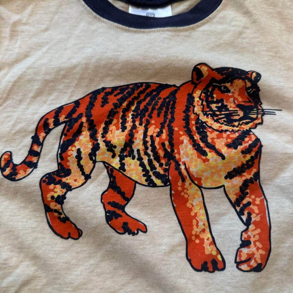 Hanna Andersson Tiger Ringer T Shirt Graphic Tee 140 10 Boys Girls - Picture 3 of 8